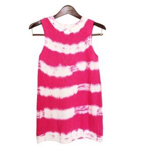 Joseph A Tank Top Womens S Petite Tie-Dye Sleeveless Knitted Sweater Pink White